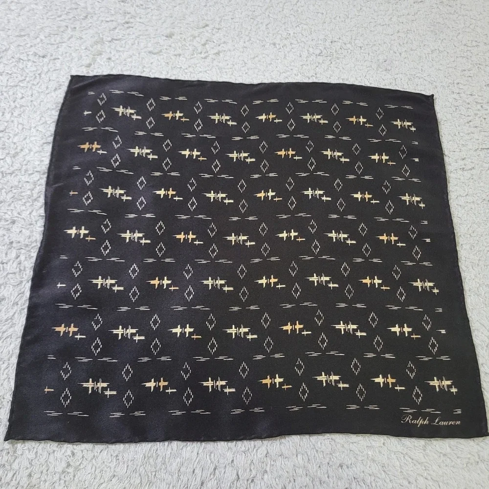 Ralph Lauren‎ Purple Label Tie and Pocket Square Set Geometric Aztec Shantung